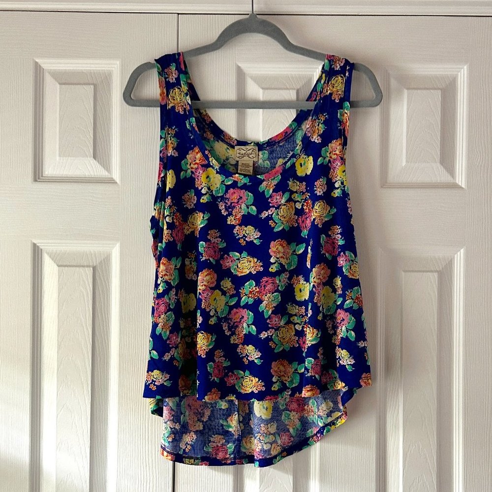 Tank Top, High/Low Sleeveless Floral